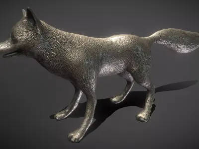Fox Bronze Statue Low-poly 3D model