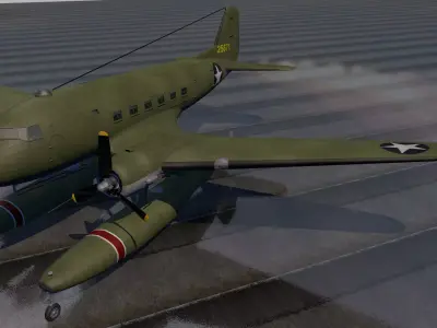 Douglas XC-47C Floatplane 3D model