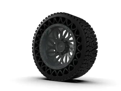 airless article tire with american force wheel 3D print model