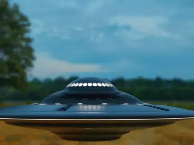 spacecraft metal disc with holes Low-poly 3D model