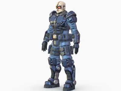 High Poly Man Military Heavy Armor Future 3D model