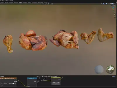 Chicken and a Parts Low-poly 3D model