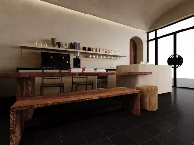 Wabi-Sabi Coffee Shop Interior 3D model