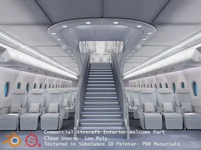 Aircraft interior 3D model -Welcome part of aircraft Low-poly 3D model