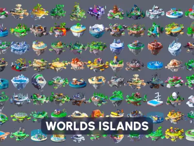 Worlds Islands Low-poly 3D model