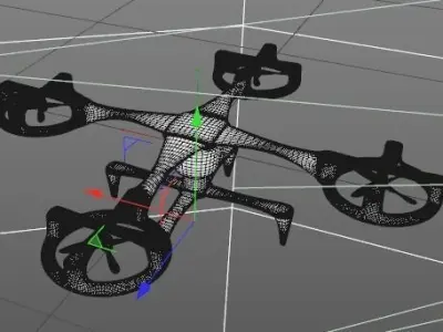 Drone 3D Model flying in air Low-poly 3D model