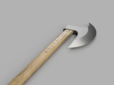 Stunning Axe with Nordic runes imprinted Free 3D model