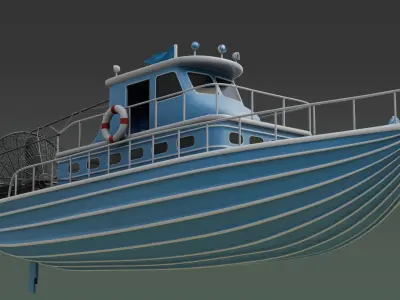 Antique Recreational Blue Airboat Low-poly 3D model