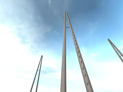 Wooden A-Pole with Ladder - Object 33 Low-poly 3D model