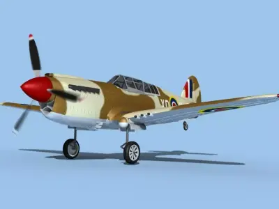 Curtiss P-40N Tomahawk V01 RAF 3D model