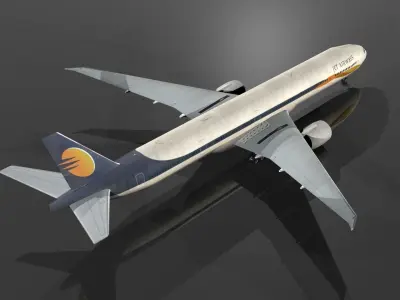 Boeing 777 low polygon Low-poly 3D model Jet Airways Low-poly 3D model
