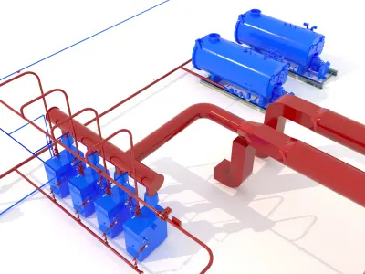 Industrial boiler room 3D model