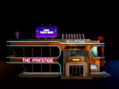 SCIFI CYBERPUNK FUTURISTIC NEON BUILDING 01 Low-poly 3D model