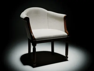 3D armchair chair with fabric and wooden legs Free 3D model