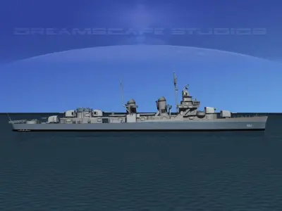 Fletcher Class Destroyer DD-661 USS Kidd 3D model