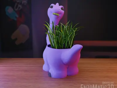 flower pot dinosaur planter pencil holder STL 3D print model