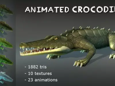 Animated Crocodiles Pack Low-poly 3D model