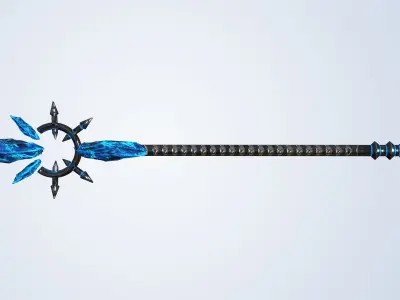 Frozen Sword And Mage Staff - Low Poly and Subd Ready Low-poly 3D model