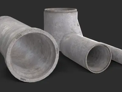Concrete Pipe Set Low-poly 3D model