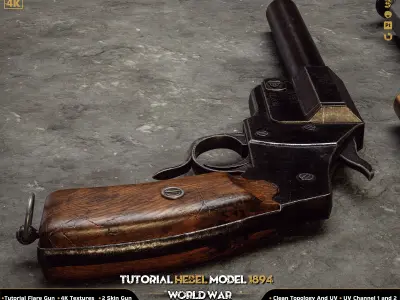 Flare Gun Hebel Model 1894 World War Low-poly 3D model