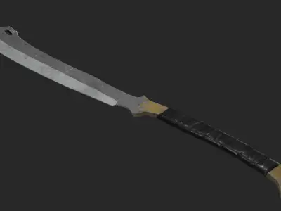Big metal cleaver knife LowPoly Low-poly 3D model