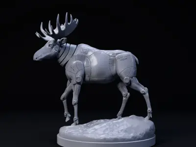 Moose mecha robot 32mm scale pre-supported animal 3D print model