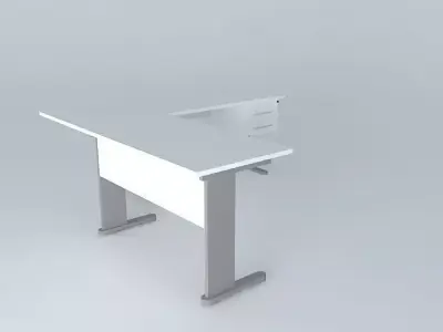 2 Office Desks with rail 90 Connection and Drawer Fixed Free 3D model