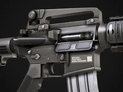 Modern AAA Game Ready weapons pack Assault Rifles SMGs and LMG Low-poly 3D model