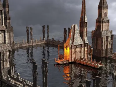 Huge Drake Fort Tower Kit bash 7 3D model