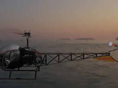 Bell 47 helicopter Low-poly 3D model