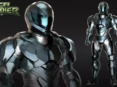 SciFi Soldier Character Low-poly 3D model purchase