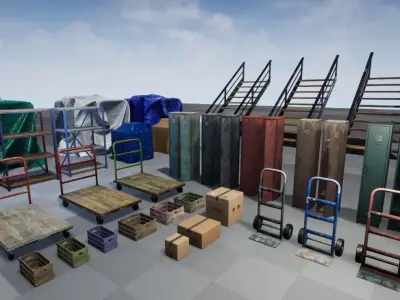 Warehouse Stuff and UE4 Low-poly 3D model