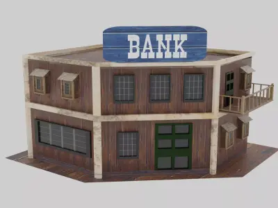 Wild West - Bank Low-poly 3D model