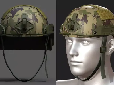 Helmet scifi military combat 3d model low poly Low-poly 3D model