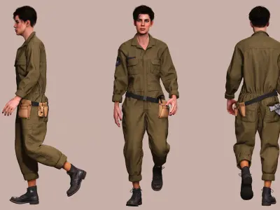 Tactical Worker 3D Character PBR Textured Ready Low-poly 3D model