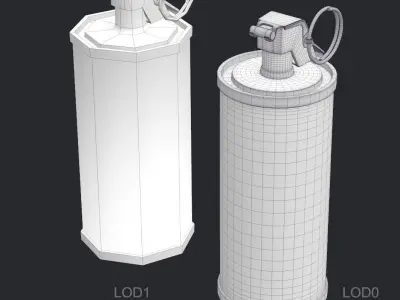 Tear Gas Grenade PBR Game Ready Low-poly 3D model