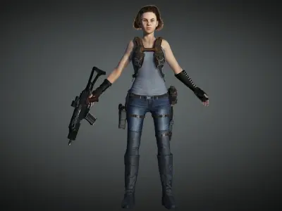 AAA Military Female Character 02 Low-poly 3D model