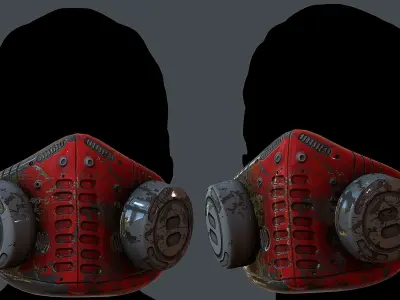 Gas mask helmet 3d model scifi Low-poly 3D model