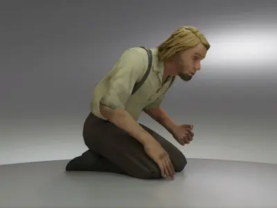 Farmer Peasant Man Low-poly 3D model