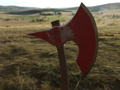 Battle Axe for Game Low-poly 3D model