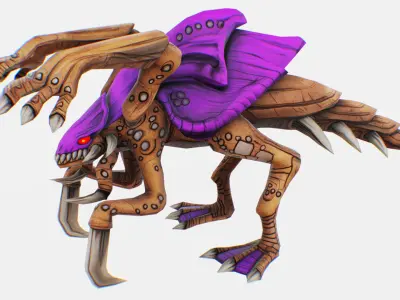 Alien Flea Monster Insect Creature Bug Lowpoly Zergling Low-poly 3D model