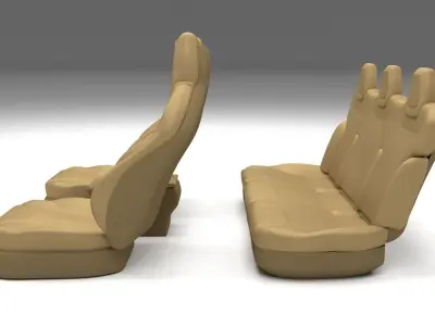 Tesla Model S Seats Cream Low-poly 3D model