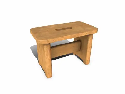 Old Wooden Stool 4 Low-poly PBR Free low-poly 3D model