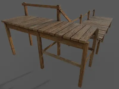 wooden pier Low-poly 3D model Low-poly 3D model