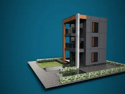 Low Poly Exterior 3D House  PBR Textured  1163 Polygon  Low-poly 3D model