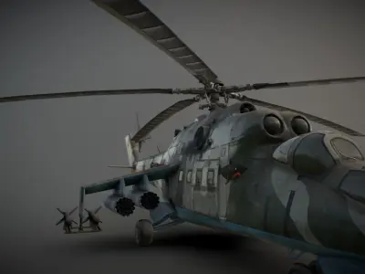 Russian Attack Helicopter MI-24 3D model