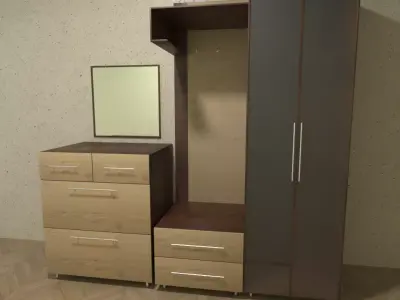 Hallway Furniture Set  No textures Low-poly 3D model