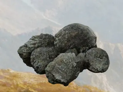 Simple wooden cross on top of boulders Free 3D model