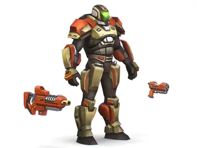 Sci-Fi Male Cyborg Man Drone Trooper Soldier Low-poly 3D model