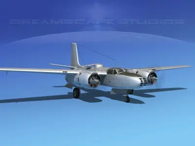 Douglas A-26B Invader Bare Metal 3D model